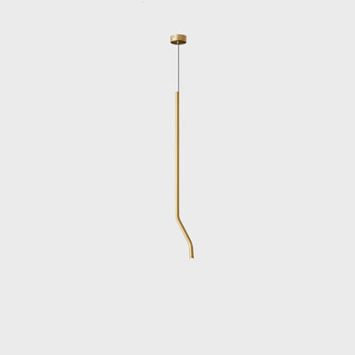 Lámpara colgante LED de latón de línea larga escandinava contemporánea para sala de estar 
