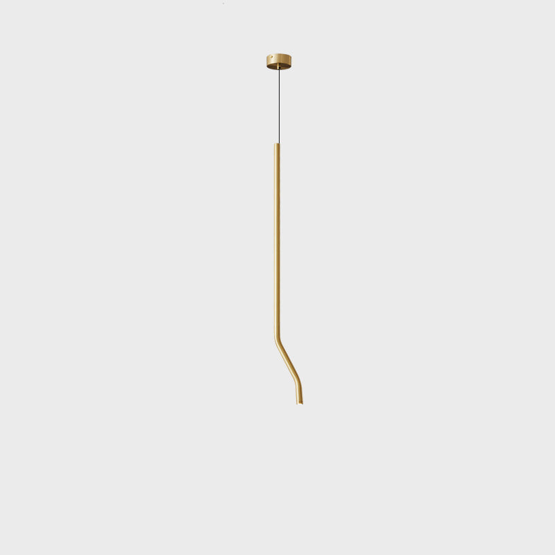 Lámpara colgante LED de latón de línea larga escandinava contemporánea para sala de estar 