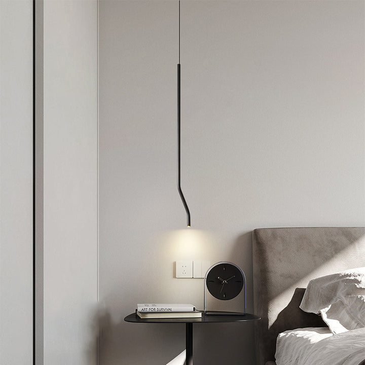 Zeitgenössische skandinavische lange LED-Pendelleuchte aus Messing für das Wohnzimmer 