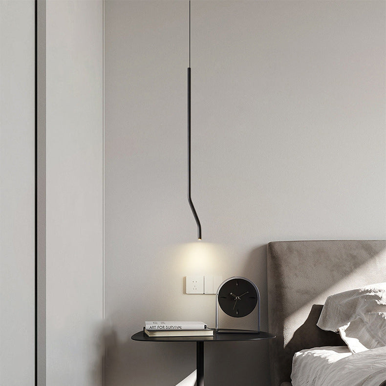 Lámpara colgante LED de latón de línea larga escandinava contemporánea para sala de estar 