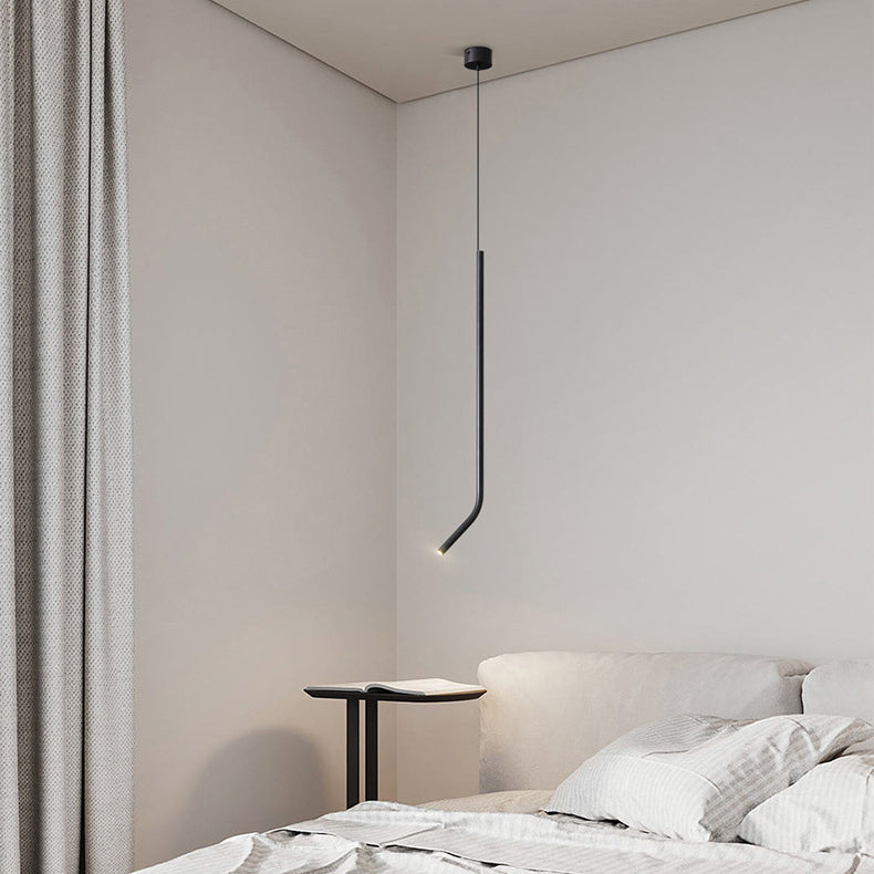 Lámpara colgante LED de latón de línea larga escandinava contemporánea para sala de estar 