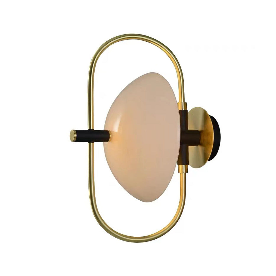 Moderne Luxus Runde Gebogene Ovale Glas Eisen 1-Licht Wandleuchte Lampe für Wohnzimmer 