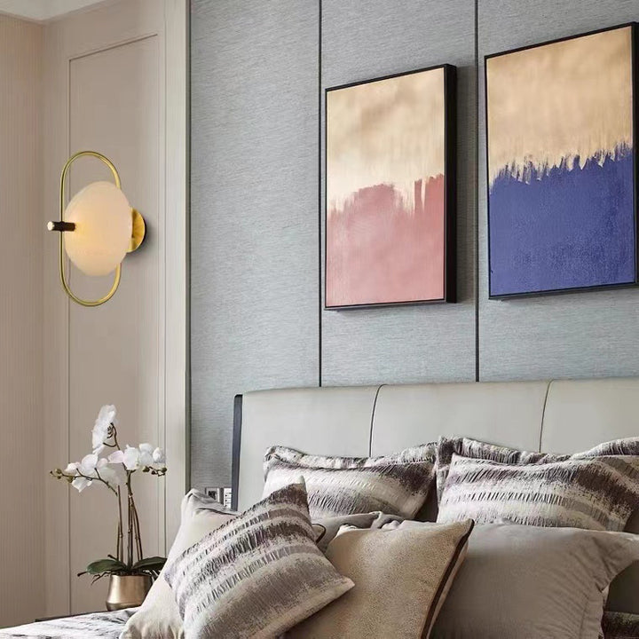 Moderne Luxus Runde Gebogene Ovale Glas Eisen 1-Licht Wandleuchte Lampe für Wohnzimmer 