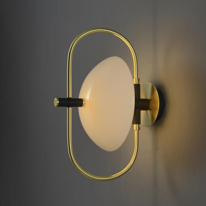 Moderne Luxus Runde Gebogene Ovale Glas Eisen 1-Licht Wandleuchte Lampe für Wohnzimmer 