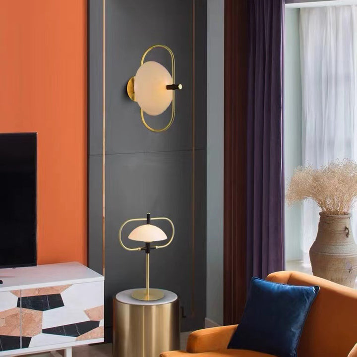 Moderne Luxus Runde Gebogene Ovale Glas Eisen 1-Licht Wandleuchte Lampe für Wohnzimmer 