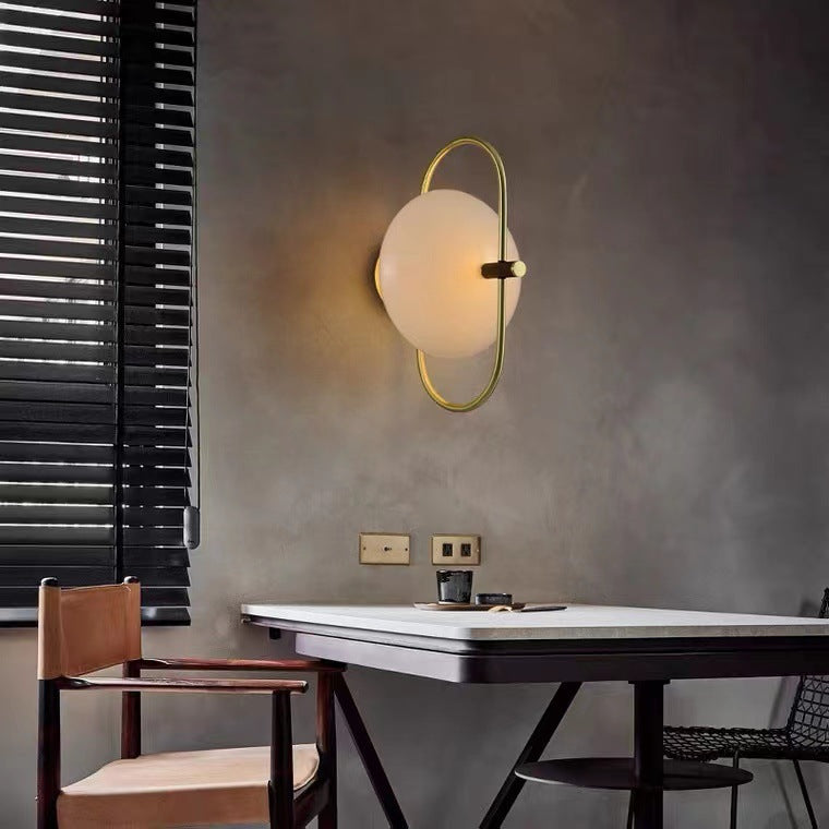 Moderne Luxus Runde Gebogene Ovale Glas Eisen 1-Licht Wandleuchte Lampe für Wohnzimmer 