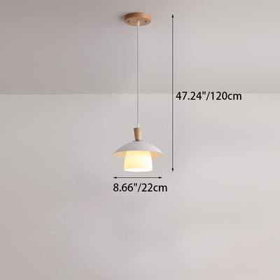 Luz colgante de 1 luz de hierro, roble y vidrio en forma de orbe redondo minimalista moderno para sala de estar 