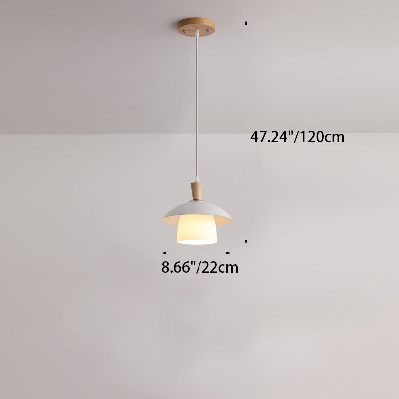 Luz colgante de 1 luz de hierro, roble y vidrio en forma de orbe redondo minimalista moderno para sala de estar 