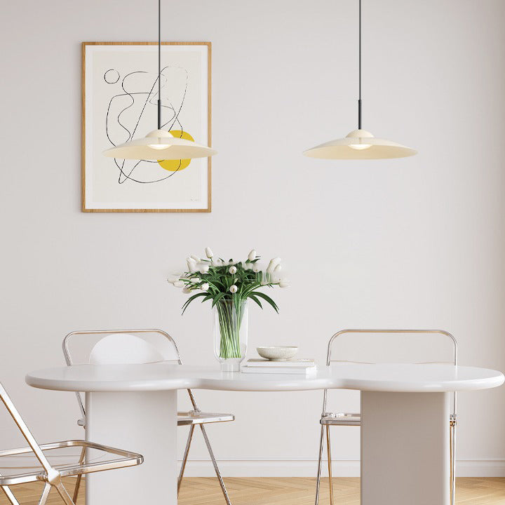 Contemporary Nordic Disc Round Glass Iron LED Pendant Light For Living Room