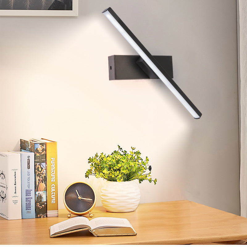 Moderne minimalistische lange rechteckige Silikon-Eisen-LED-Wandleuchte für das Schlafzimmer 