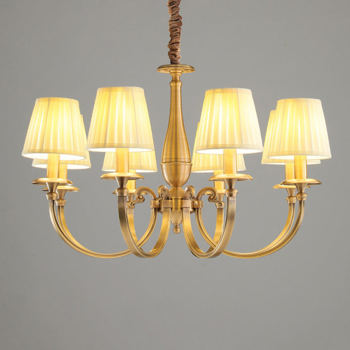 Lustre Moderne de Luxe Branche Ronde Cylindre Tissu Laiton 6/8/15 Lumières pour Salon 