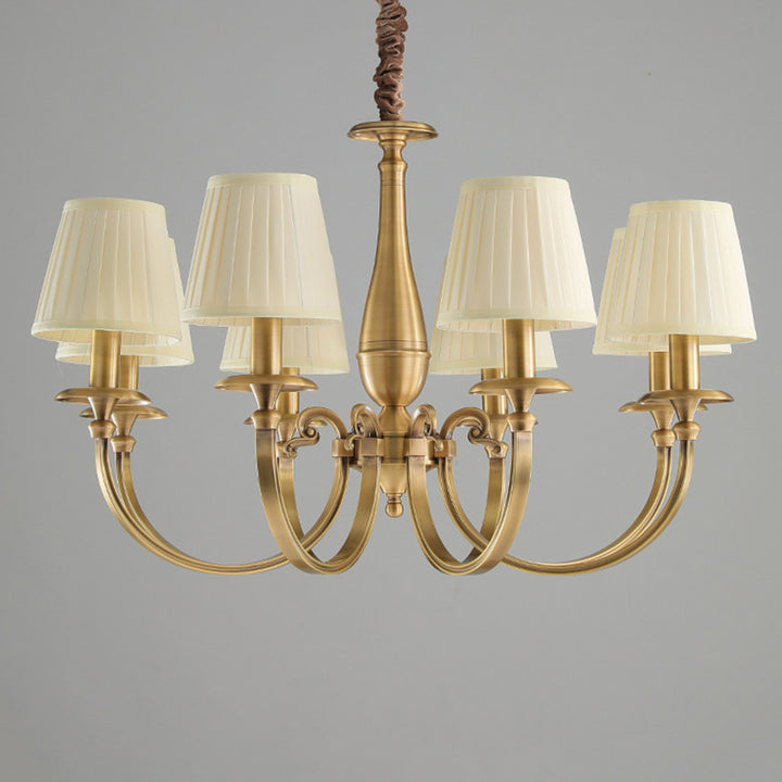 Lustre Moderne de Luxe Branche Ronde Cylindre Tissu Laiton 6/8/15 Lumières pour Salon 