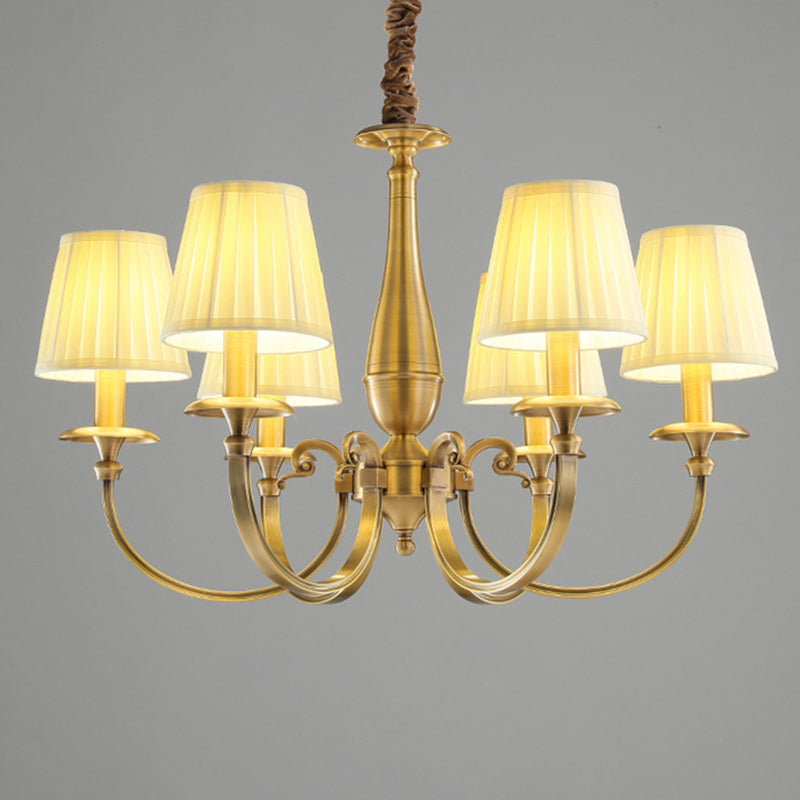 Lustre Moderne de Luxe Branche Ronde Cylindre Tissu Laiton 6/8/15 Lumières pour Salon 