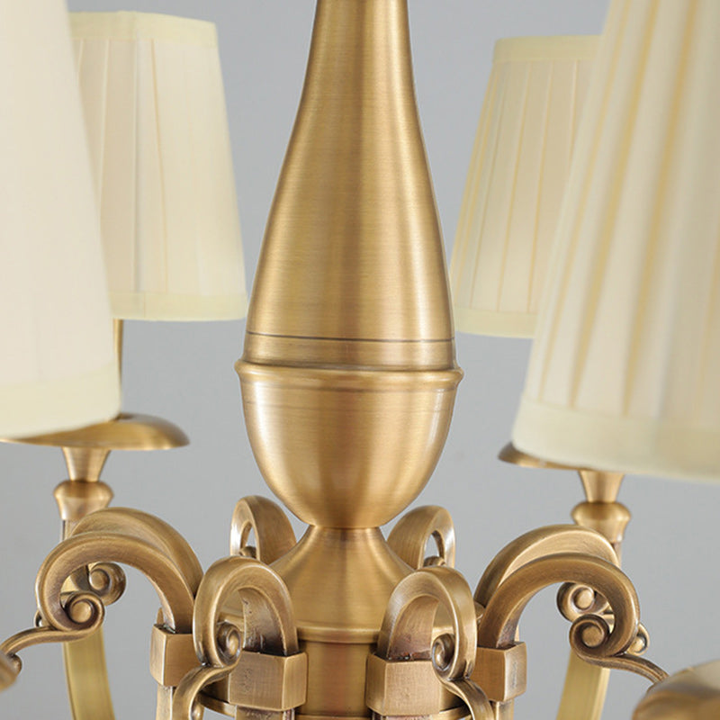 Lustre Moderne de Luxe Branche Ronde Cylindre Tissu Laiton 6/8/15 Lumières pour Salon 