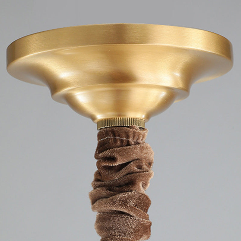 Lustre Moderne de Luxe Branche Ronde Cylindre Tissu Laiton 6/8/15 Lumières pour Salon 