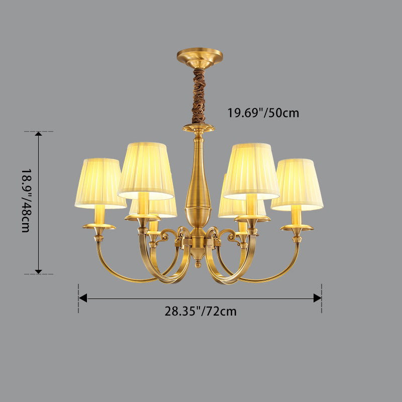 Lustre Moderne de Luxe Branche Ronde Cylindre Tissu Laiton 6/8/15 Lumières pour Salon 