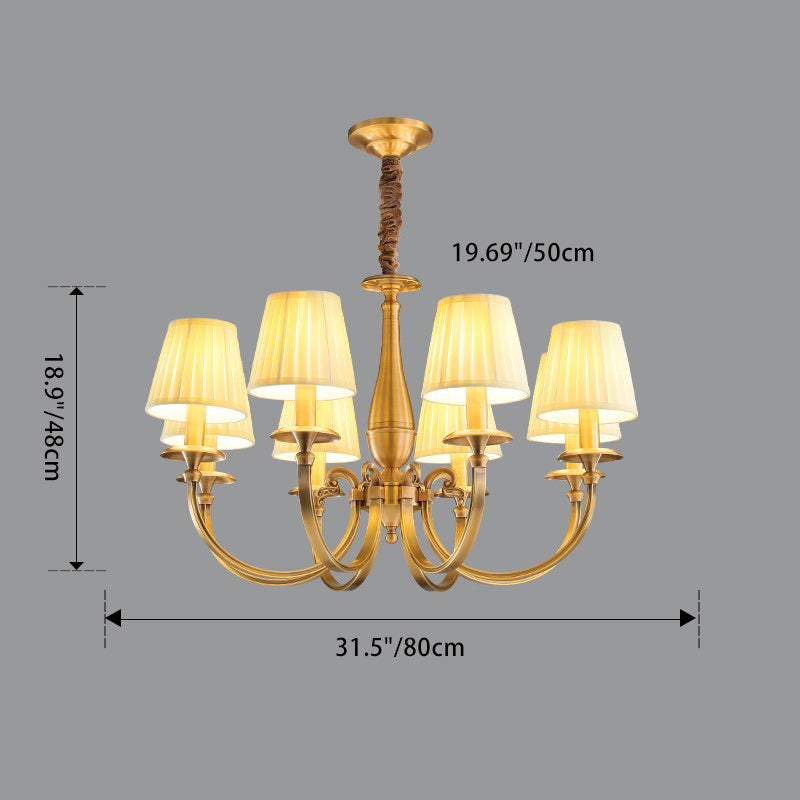 Lustre Moderne de Luxe Branche Ronde Cylindre Tissu Laiton 6/8/15 Lumières pour Salon 