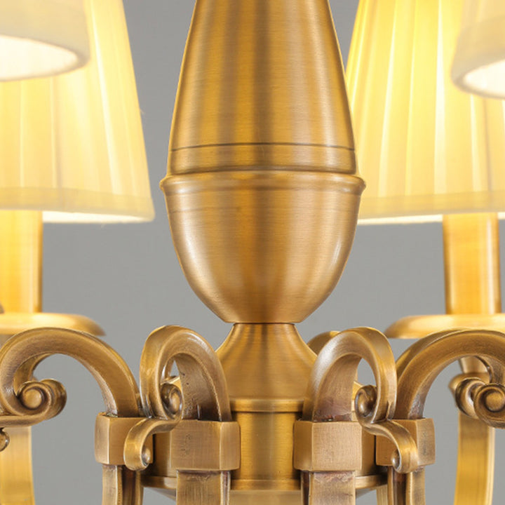 Lustre Moderne de Luxe Branche Ronde Cylindre Tissu Laiton 6/8/15 Lumières pour Salon 