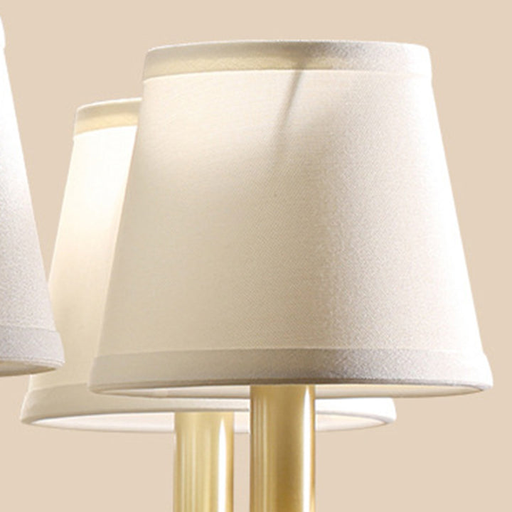 Lustre traditionnel vintage en tissu de cuivre avec branches et cylindres courbés pour salon, disponible en 4/6/8 lumières 