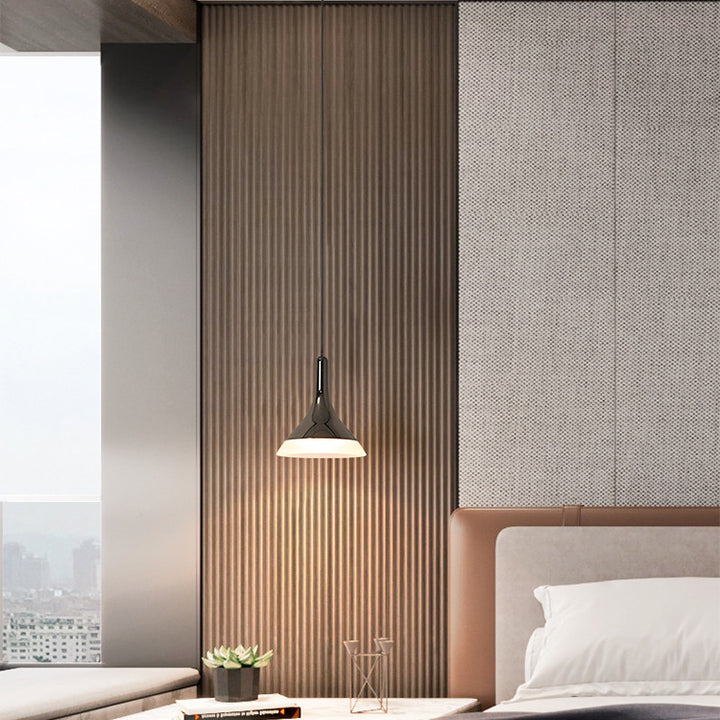 Lampe suspendue LED en acrylique et aluminium cylindrique conique ronde contemporaine scandinave pour salon 