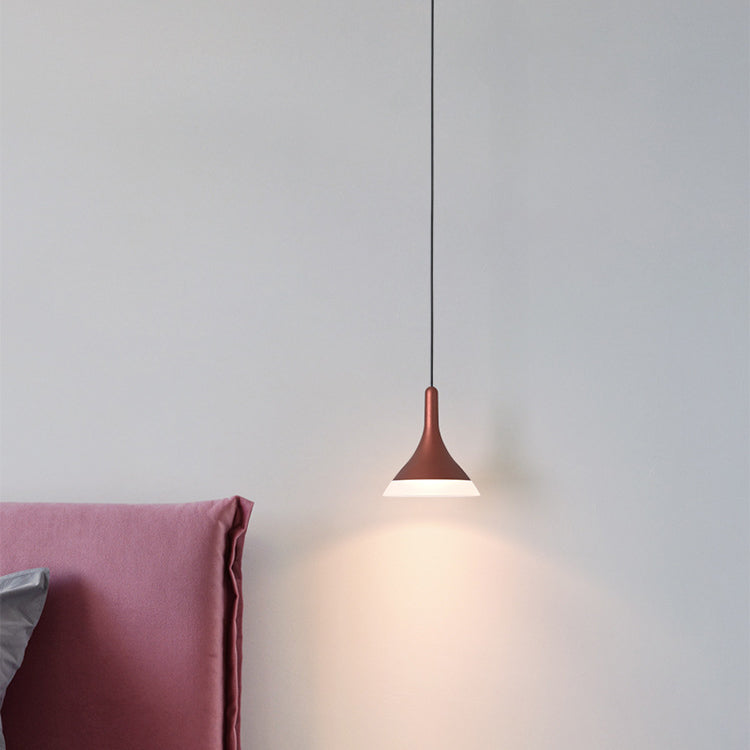 Lampe suspendue LED en acrylique et aluminium cylindrique conique ronde contemporaine scandinave pour salon 