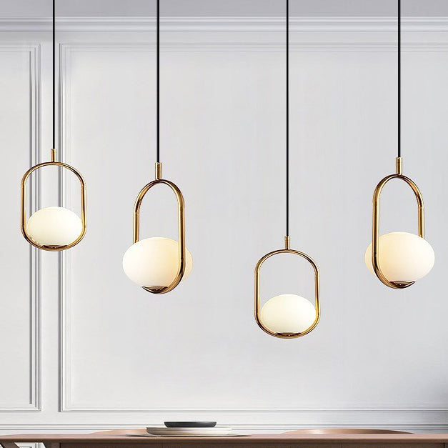 Moderne minimalistische ovale Zauberbohne Glas Eisen 1-Licht Pendelleuchte für Wohnzimmer 