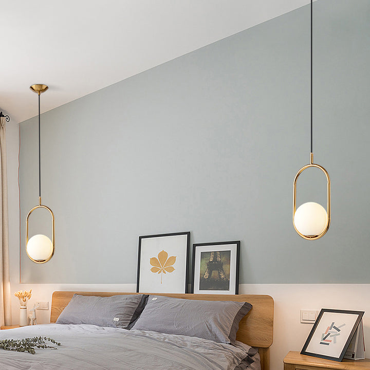 Moderne minimalistische ovale Zauberbohne Glas Eisen 1-Licht Pendelleuchte für Wohnzimmer 