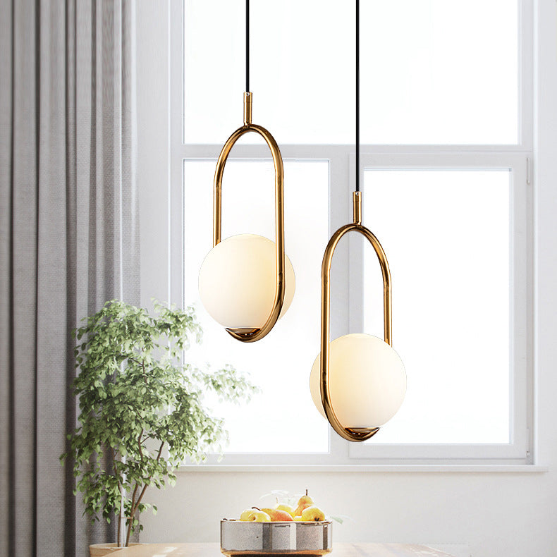 Moderne minimalistische ovale Zauberbohne Glas Eisen 1-Licht Pendelleuchte für Wohnzimmer 