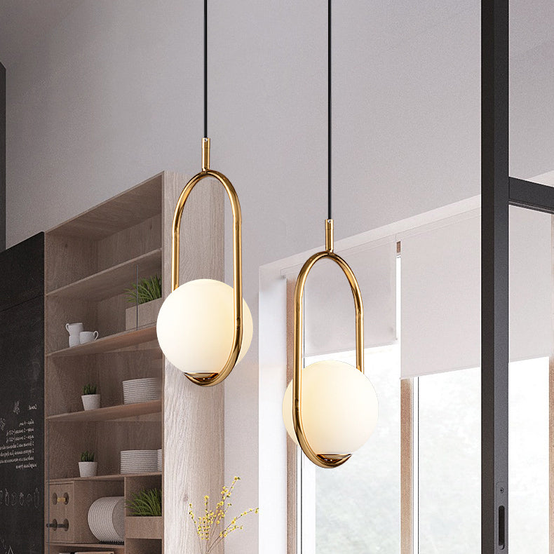 Moderne minimalistische ovale Zauberbohne Glas Eisen 1-Licht Pendelleuchte für Wohnzimmer 