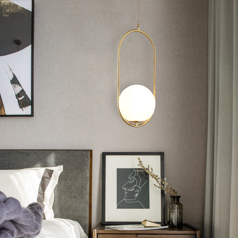 Moderne minimalistische ovale Zauberbohne Glas Eisen 1-Licht Pendelleuchte für Wohnzimmer 