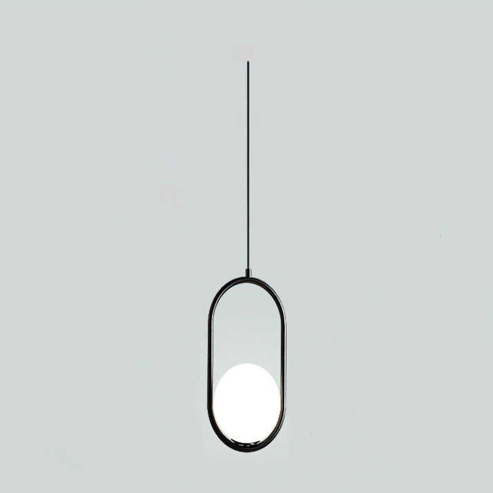 Moderne minimalistische ovale Zauberbohne Glas Eisen 1-Licht Pendelleuchte für Wohnzimmer 