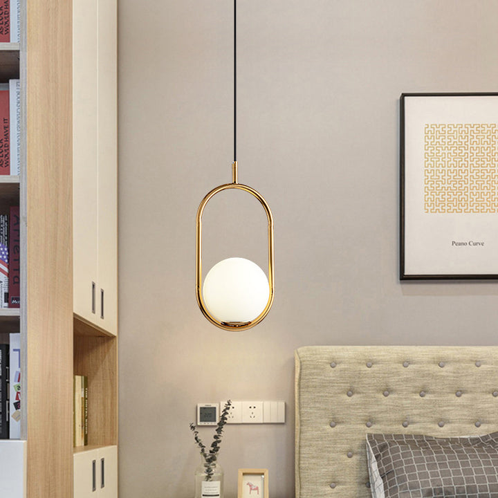 Moderne minimalistische ovale Zauberbohne Glas Eisen 1-Licht Pendelleuchte für Wohnzimmer 