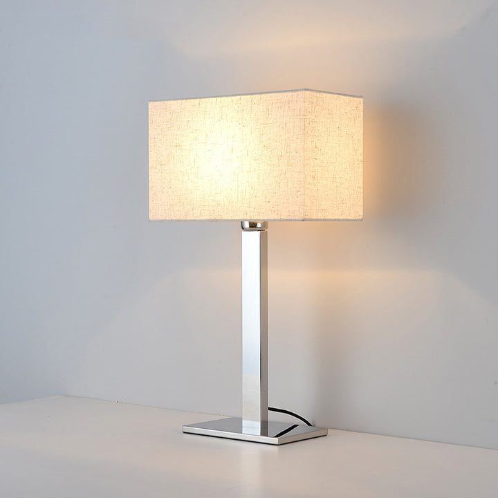 Lampe de table 1 lumière en tissu carré moderne en acier inoxydable pour salon 