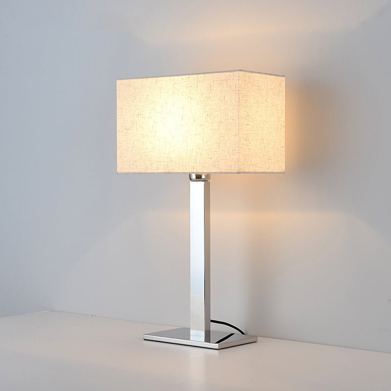 Moderne Einfachheit Quadratische Lange Stoff Edelstahl 1-Licht Tischlampe Für Wohnzimmer 