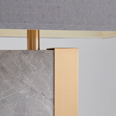 Zeitgenössische kreative rechteckige Stoff-Marmor-Metall 1-Licht Tischlampe für das Wohnzimmer 