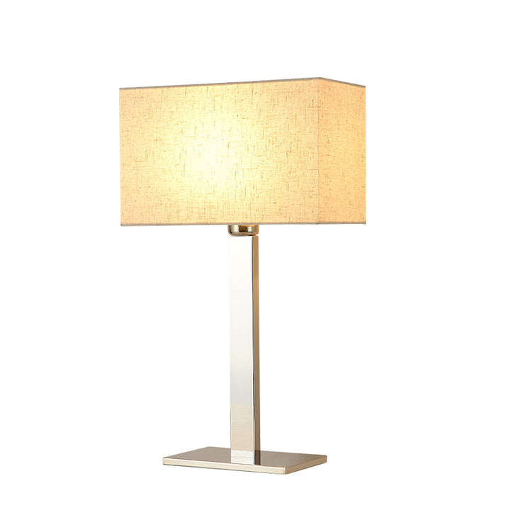 Lampe de table 1 lumière en tissu carré moderne en acier inoxydable pour salon 