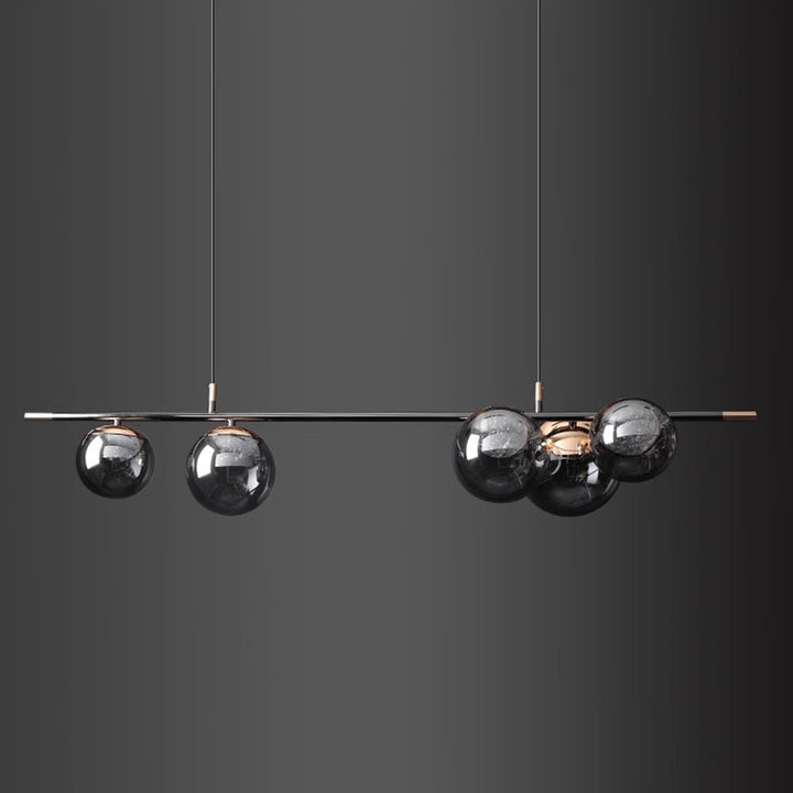 Contemporary Creative Long Strip Orb Acrylic Gold Platinum Stainless Steel LED Chandelier Island Light For Dining Room