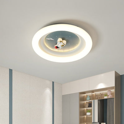 Moderne Minimalistische Kinder Runde Astronaut Stern PE Eisen LED Deckenleuchte Für Wohnzimmer 