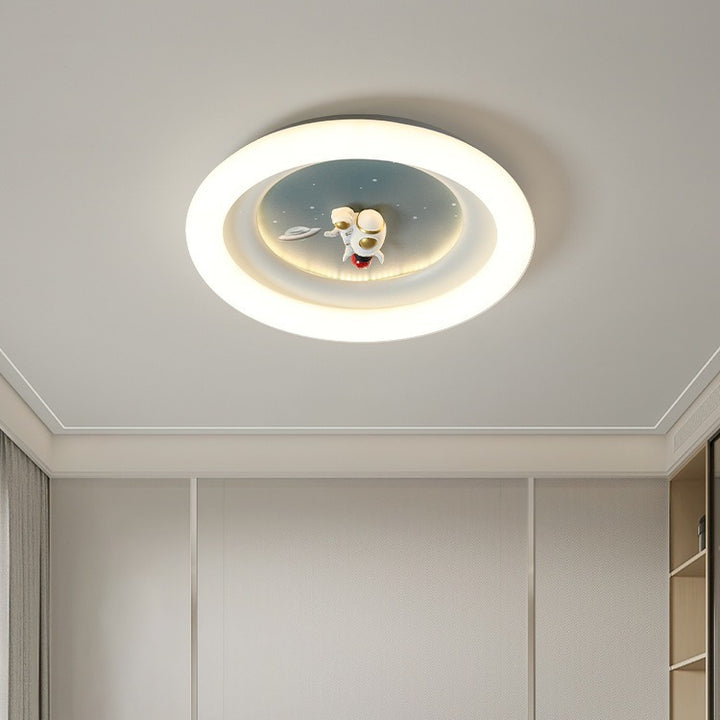 Luz de techo empotrada LED de hierro PE redonda de astronauta estrella minimalista moderna para sala de estar para niños 
