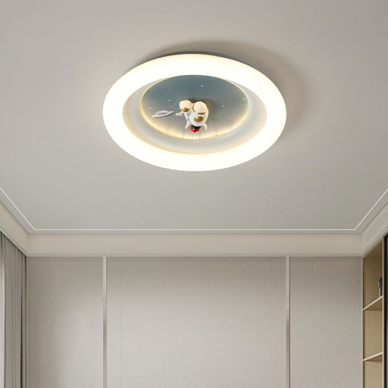 Luz de techo empotrada LED de hierro PE redonda de astronauta estrella minimalista moderna para sala de estar para niños 