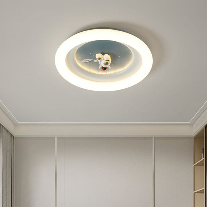 Luz de techo empotrada LED de hierro PE redonda de astronauta estrella minimalista moderna para sala de estar para niños 
