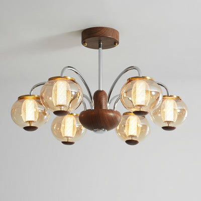 Lustre LED en verre de cylindre de branche ronde chinoise traditionnelle pour salon 