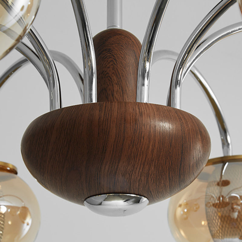 Lustre LED en verre de cylindre de branche ronde chinoise traditionnelle pour salon 