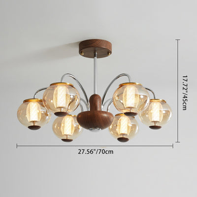 Lustre LED en verre de cylindre de branche ronde chinoise traditionnelle pour salon 
