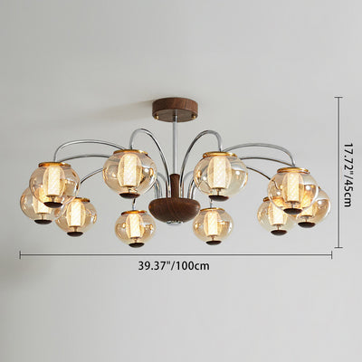 Lustre LED en verre de cylindre de branche ronde chinoise traditionnelle pour salon 