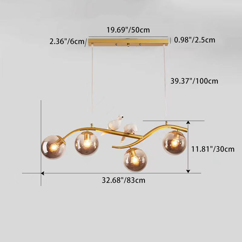 Lustre contemporain en acrylique à 4 lumières avec haricots magiques scandinaves, courbure d&