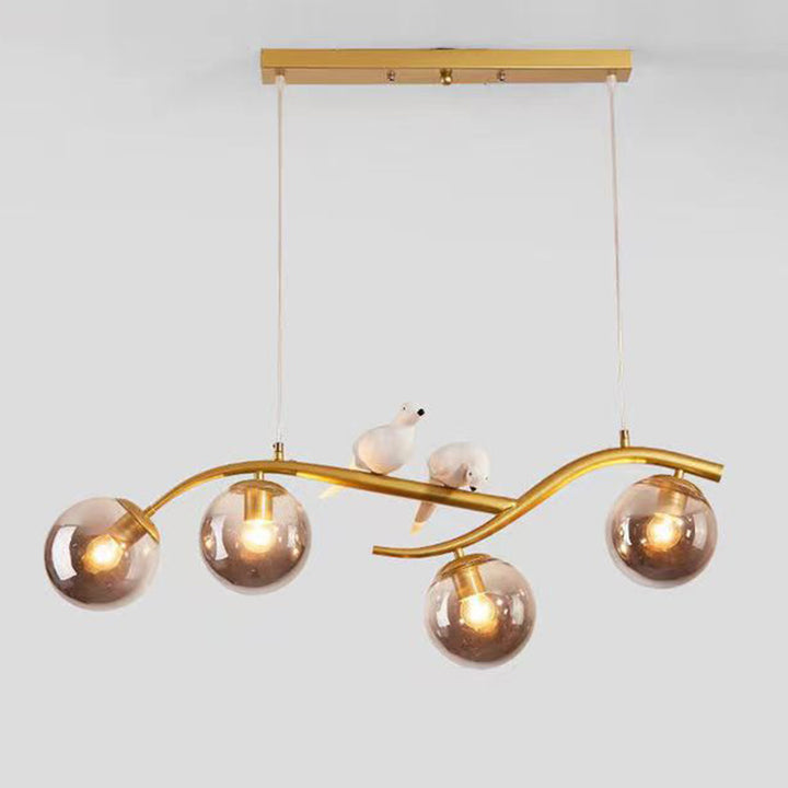 Lustre contemporain en acrylique à 4 lumières avec haricots magiques scandinaves, courbure d&