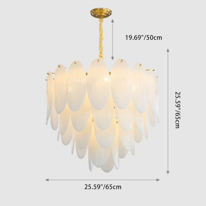Traditional French Round Leaf Stacked Glass Iron 7/11/16 Light Chandelier For Living Room