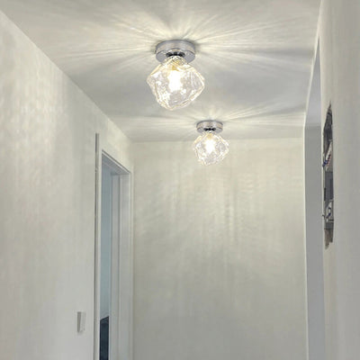 Moderner minimalistischer Eisblock unregelmäßig runde Glas-Eisen 1-Licht Semi-Flush-Montage Deckenleuchte für Wohnzimmer 