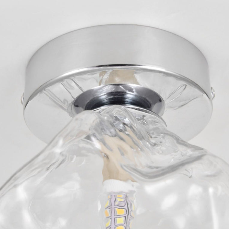 Plafonnier moderne minimaliste en verre rond irrégulier en bloc de glace en fer avec 1 lumière pour salon 